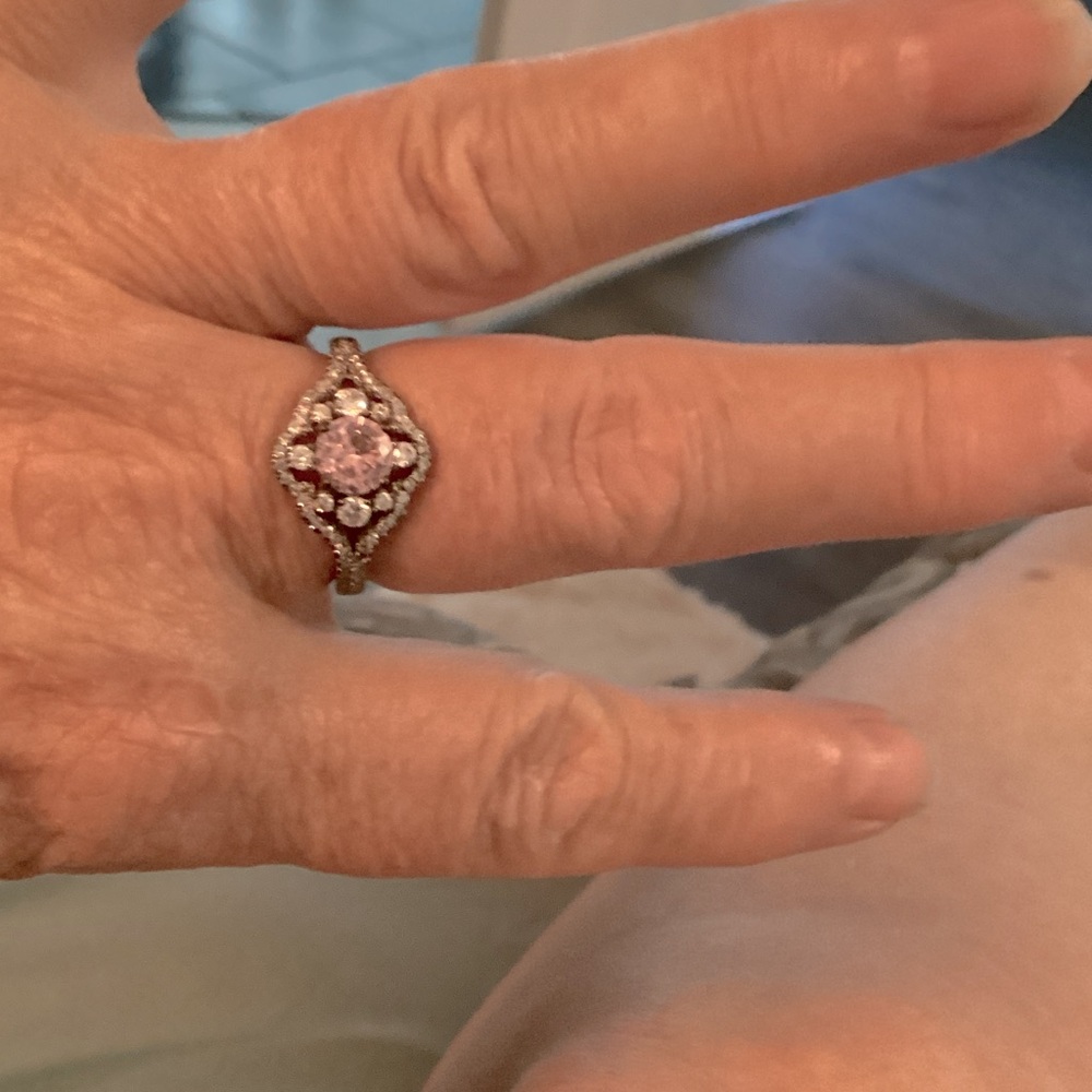 Elegant Pink and Silver Women's Ring